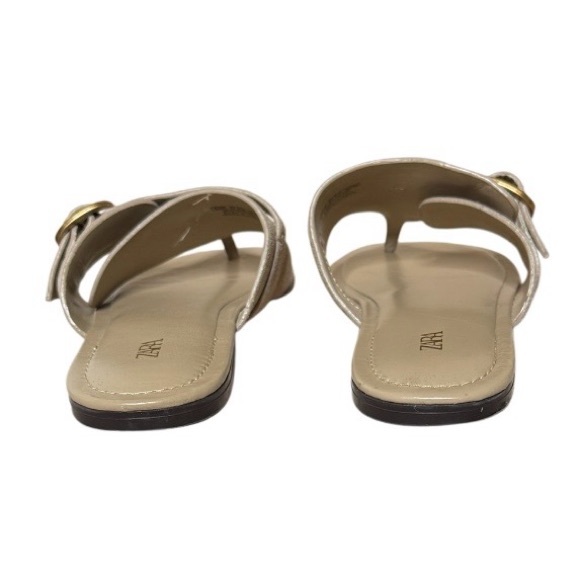 ZARA SPLIT BEIGE SUEDE SIDE 
BUCKLE SANDALS SZ 37(7US) - Picture 4 of 10